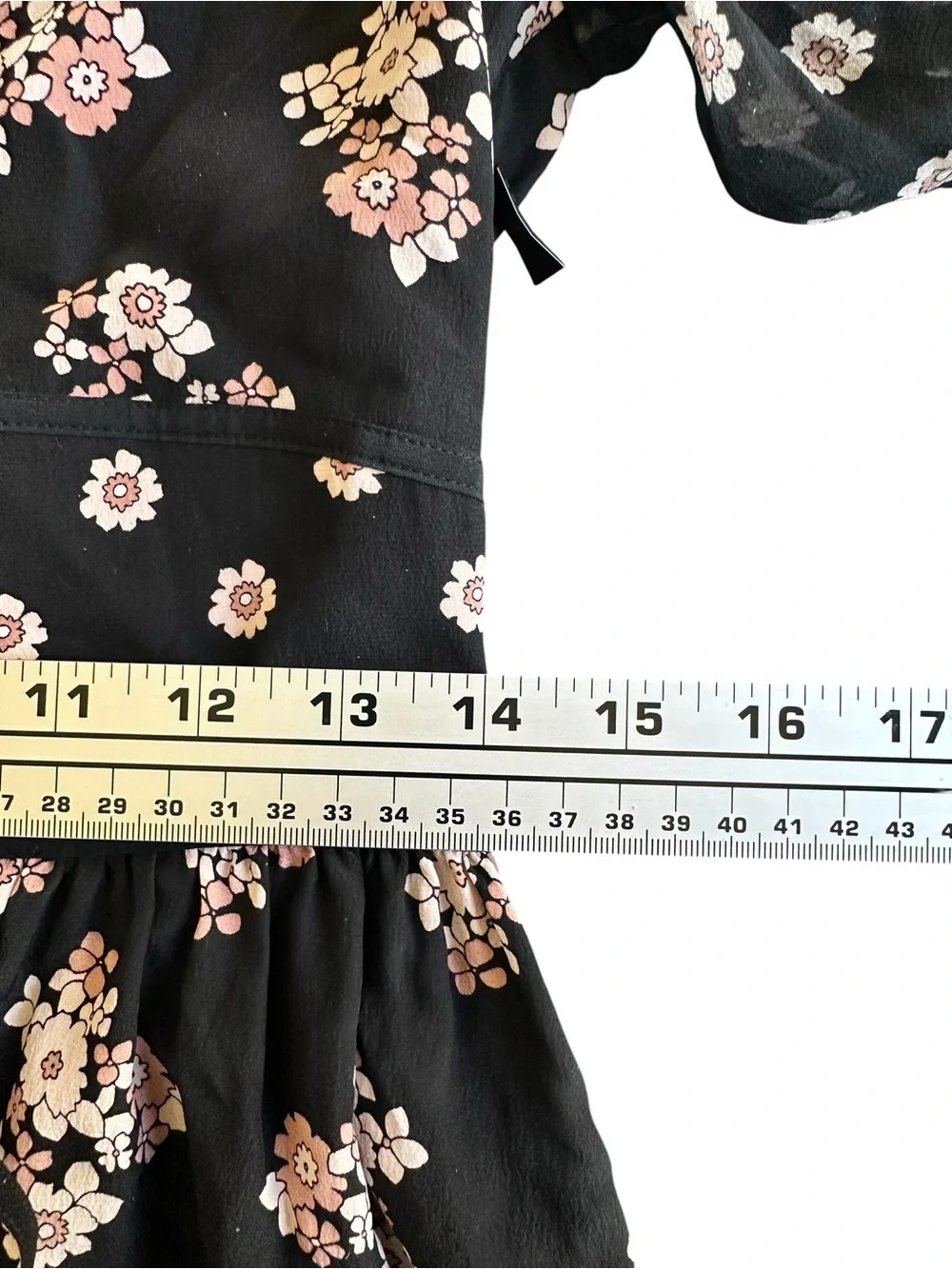 Kate Spade New York 100% Silk Black Floral Midi Dress Tassel Tie Size 0